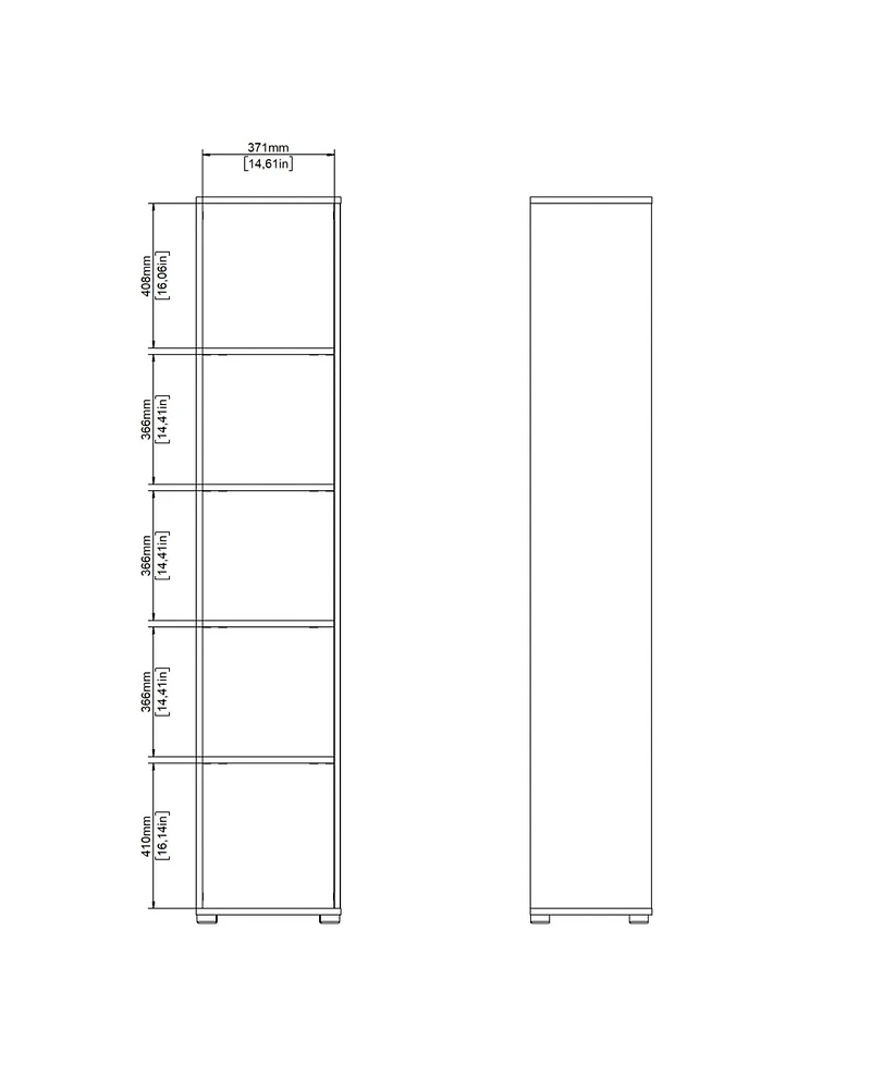 Tvilum 80.59" Wood 5 Shelf Narrow Bookcase