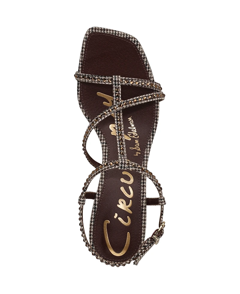 Circus Ny by Sam Edelman Women's Jaida Glitz Strappy Kitten Dress Sandals