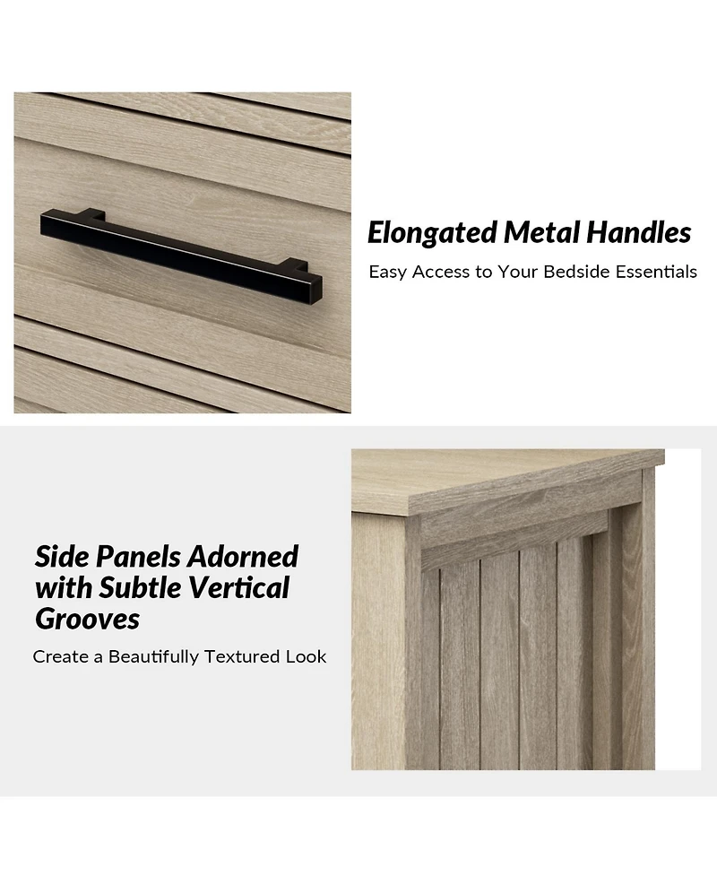 Hulala HomeTheresa Transitional 3-Drawer Nightstand with Hidden Pull-out Drawer