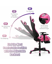 Gouun Pu Leather Gaming Chair with Usb Massage Lumbar Pillow Footrest