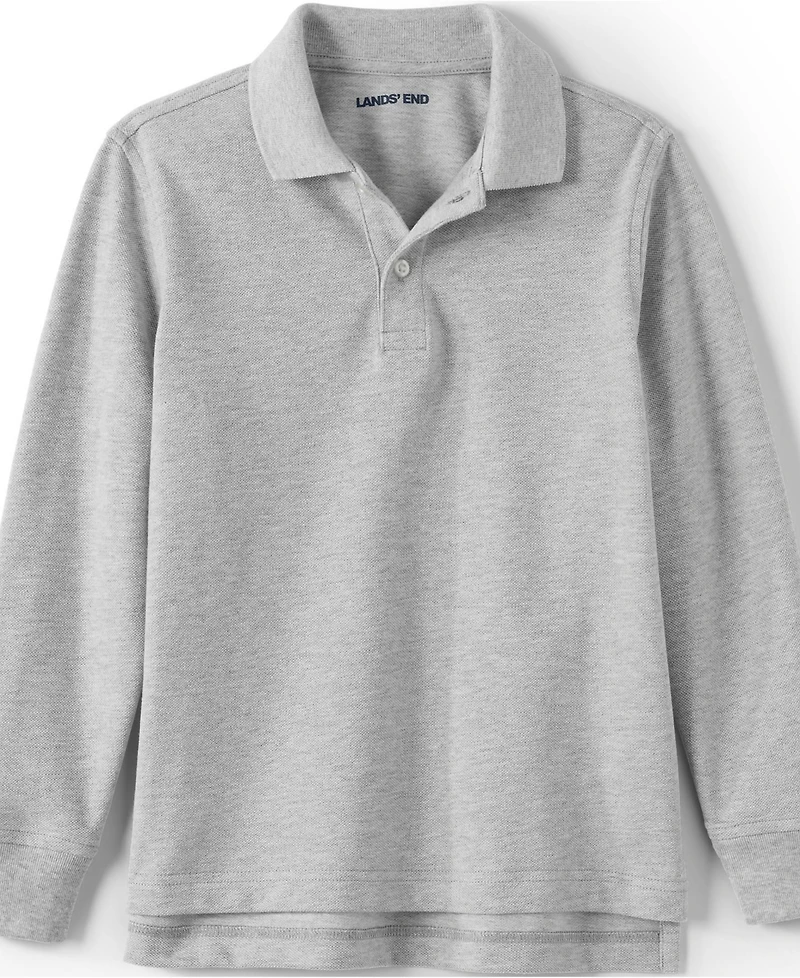 Lands' End School Uniform Kids Long Sleeve Mesh Polo Shirt