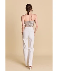Endless Rose Women's Beaded Sequins Strapless Top