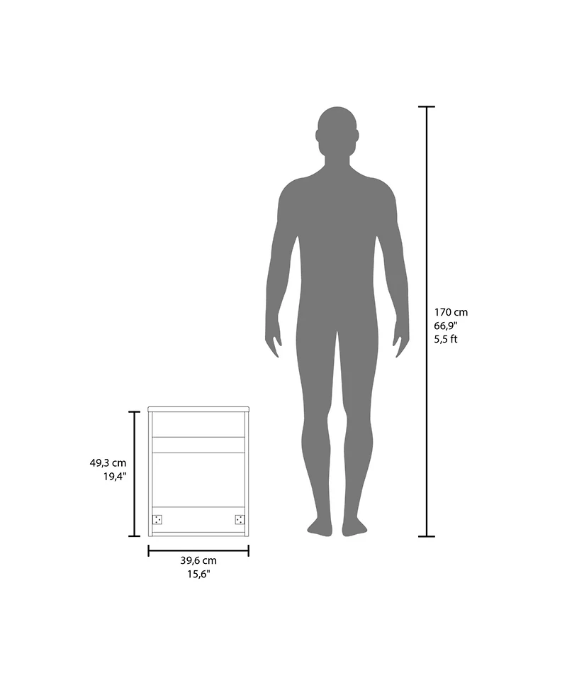 Fm Furniture White Bathroom Floating Vanity with Sink, 1 Door, White
