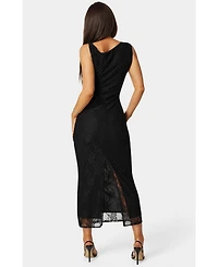 Bebe Women's Twist Sleeve Lace Midi Dress