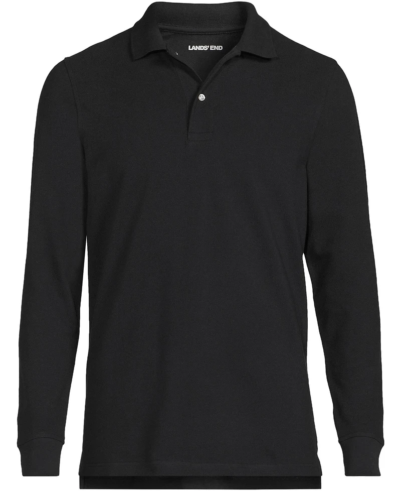 Lands' End Men's School Uniform Long Sleeve Mesh Polo Shirt