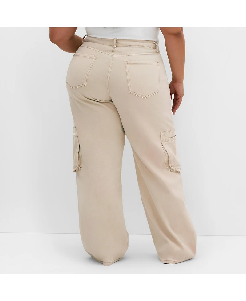 City Chic Plus Clarence Cargo Denim Pant