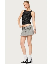 Edikted Women's Vintage Washed Denim Mini Skort