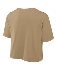 Nike Women's Tan Ohio State Buckeyes Power Pursuit Athletic Prep Arch Performance Cropped T-Shirt