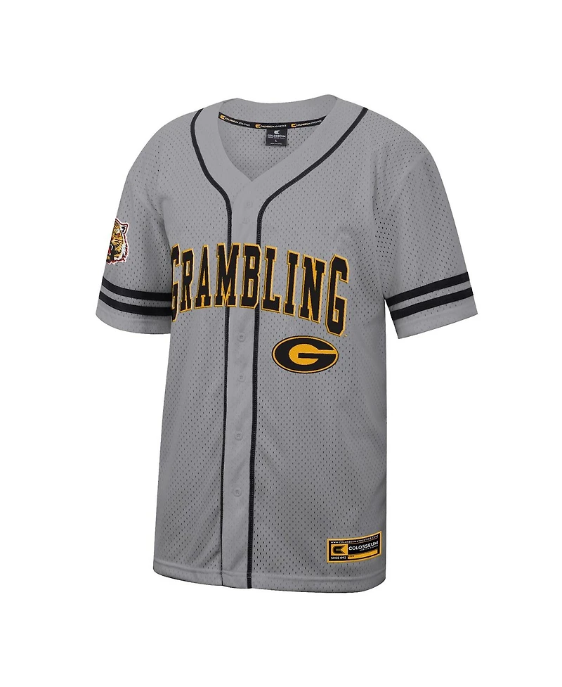 Colosseum Men's Gray Grambling Tigers Free Spirited Baseball Jersey