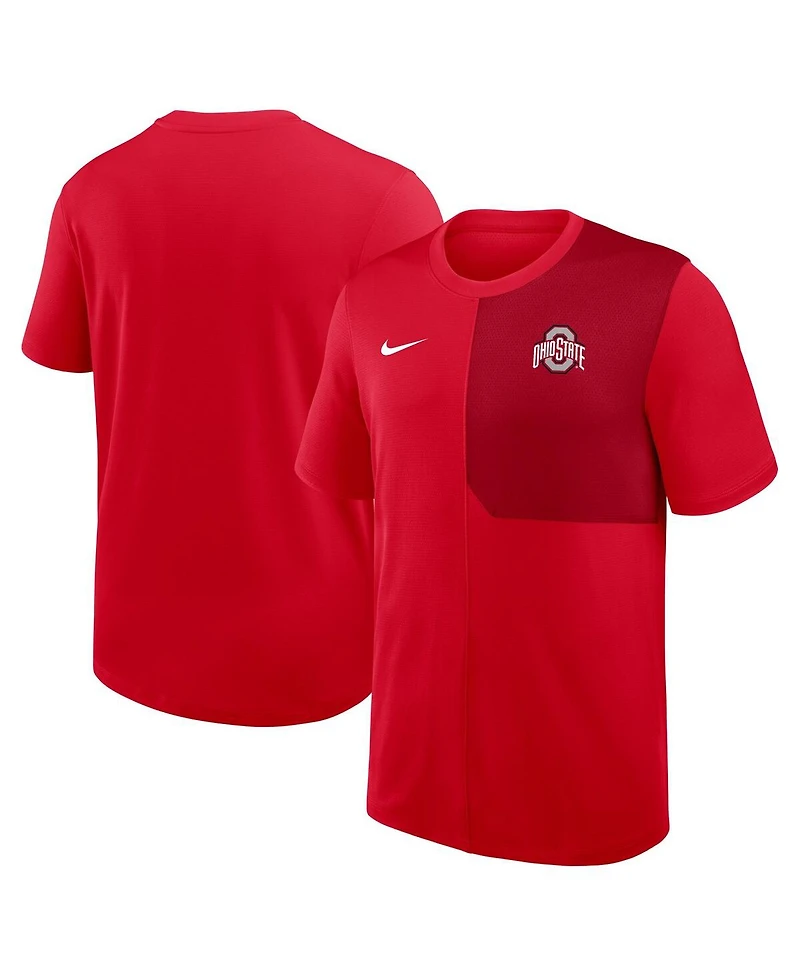 Nike Men's Scarlet Ohio State Buckeyes 2025 Sideline Uv Performance Coach T-Shirt