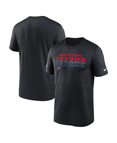 Nike Men's Navy Houston Texans Wordmark Block Sideline Legend Performance T-Shirt