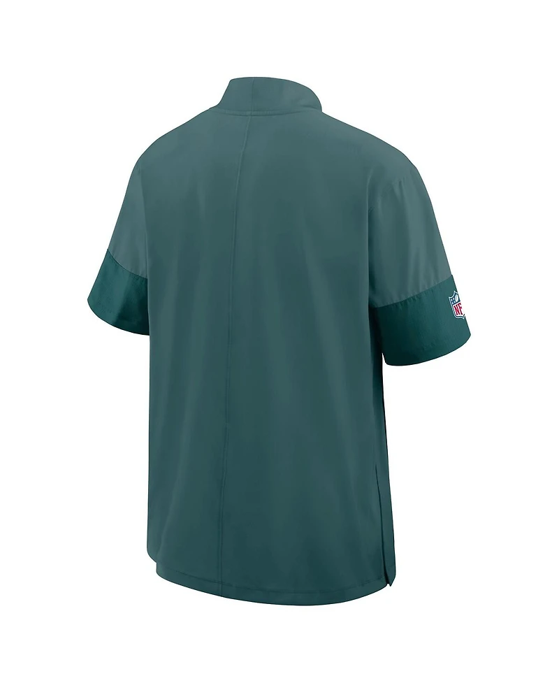 Nike Men's Green Philadelphia Eagles Sideline Short Sleeve Quarter-Zip Performance Coach Jacket