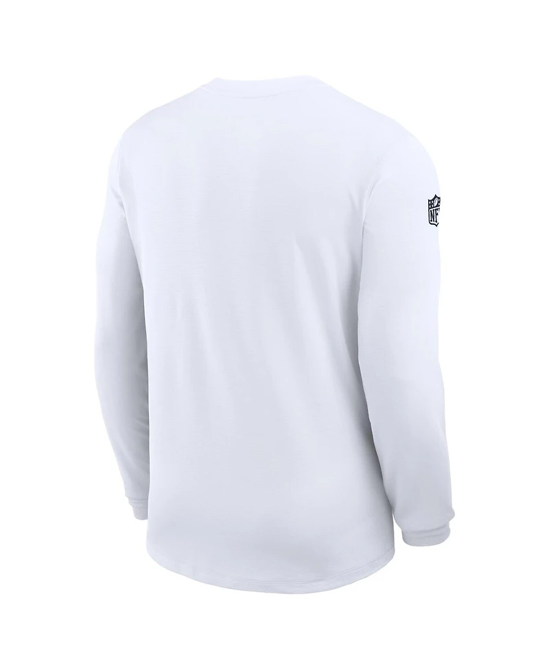 Nike Men's White Chicago Bears Sideline Coach Uv Performance Long Sleeve T-Shirt