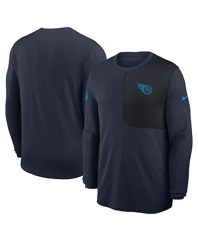 Nike Men's Navy Tennessee Titans Sideline Coach Uv Performance Long Sleeve T-Shirt