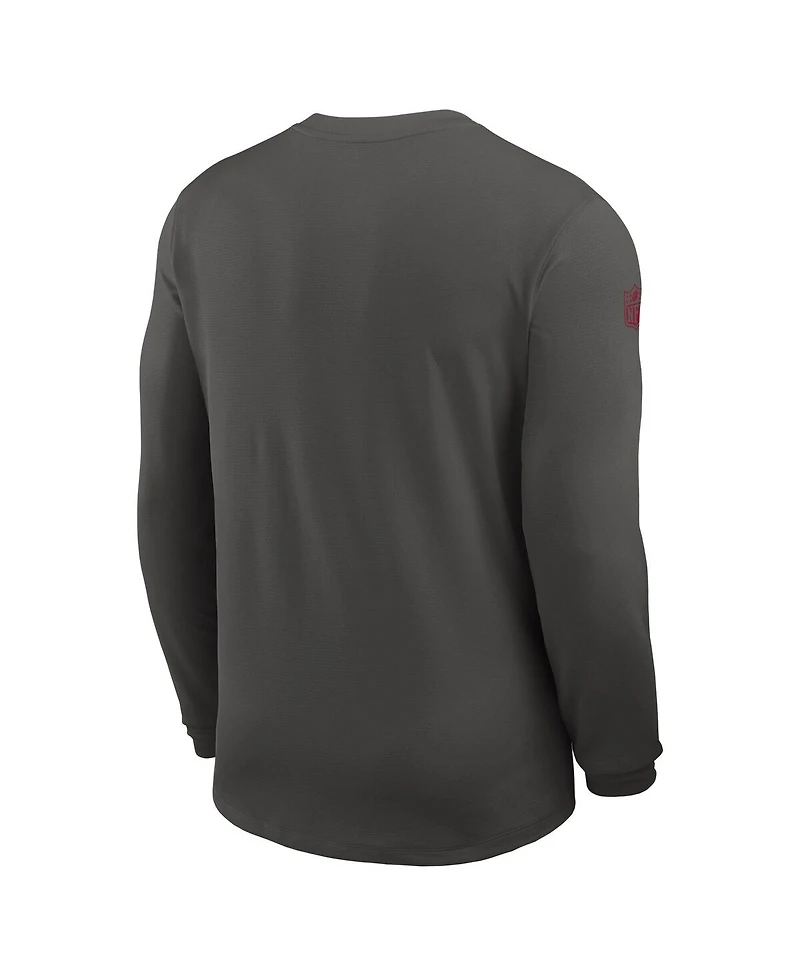 Nike Men's Pewter Tampa Bay Buccaneers Sideline Coach Uv Performance Long Sleeve T-Shirt