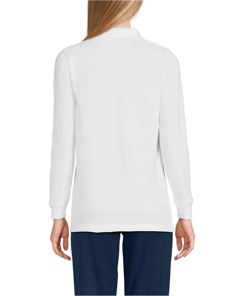 Lands' End Women's School Uniform Long Sleeve Mesh Polo Shirt