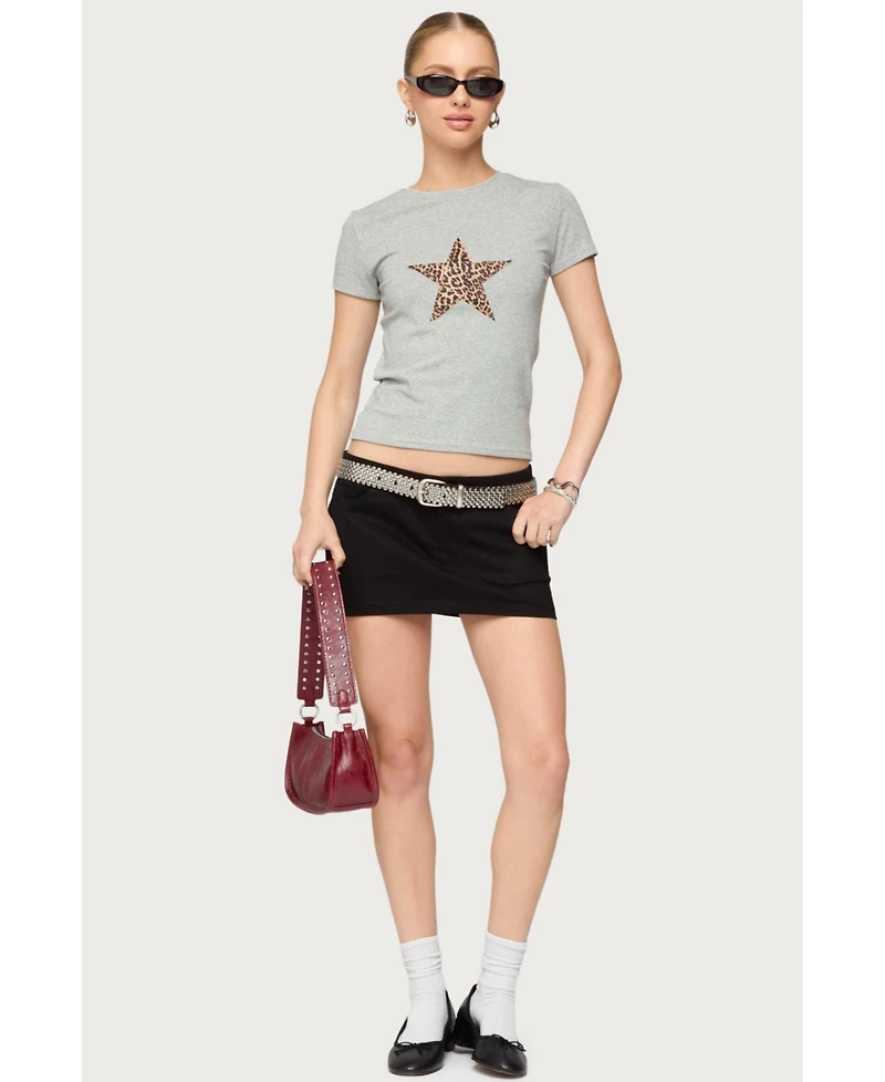 Edikted Womens Hayes Twill Mini Skort