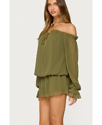 Edikted Women's Delphine Off Shoulder Chiffon Romper