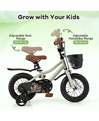 Kids Bike with Training Wheels Adjustable Seat and Handlebar for Ages 4 to 7