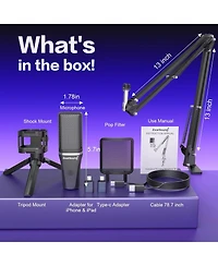 ZealSound Gaming Usb Microphone, Noise-Canceling Condenser Mic with Rgb, Mute, Gain, Monitoring, Boom Arm, Pop Filter for Pc, PS4, PS5, Twitch