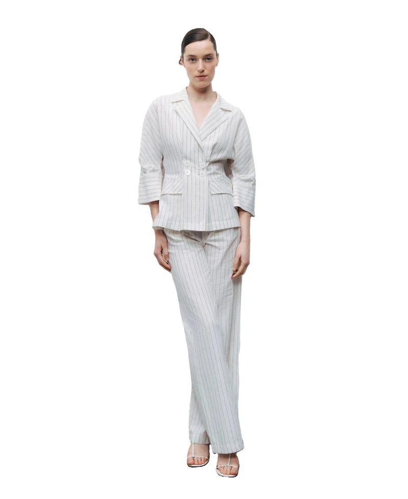 Nocturne Women's Striped Linen Jacket