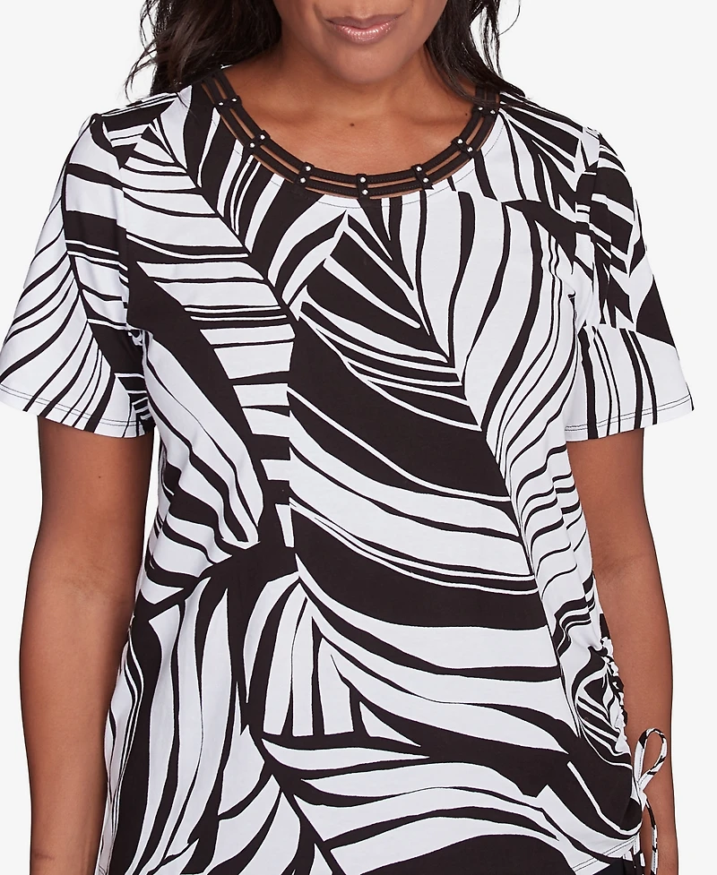 Alfred Dunner Petite Twisted Leaves with Side Tie Top