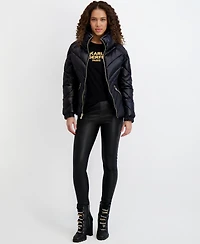 Karl Lagerfeld Paris Women's Pillow-Collar Puffer Coat