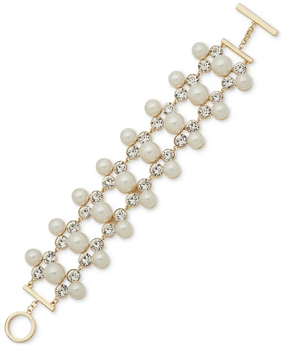 Emily in Paris Gold-Tone Crystal & Imitation Pearl Flex Bracelet