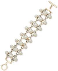 Emily in Paris Gold-Tone Crystal & Imitation Pearl Flex Bracelet