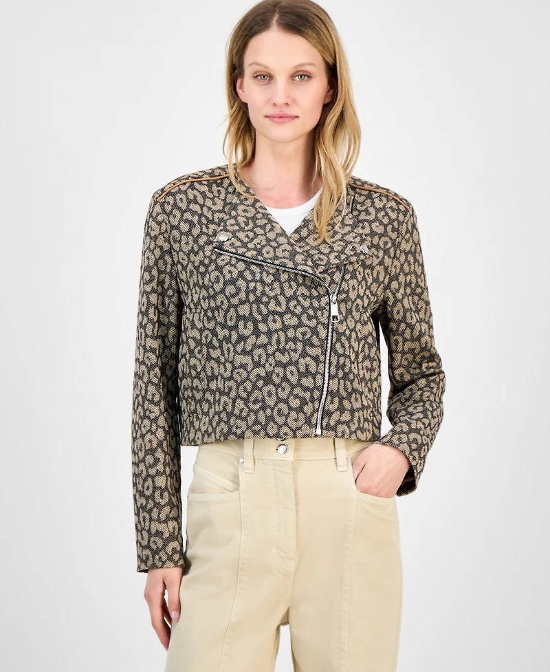 Boss Orange Women's Leopard-Print Crop Jacket