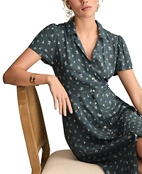 Lucky Brand Women's Collared Button-Front Midi Dress