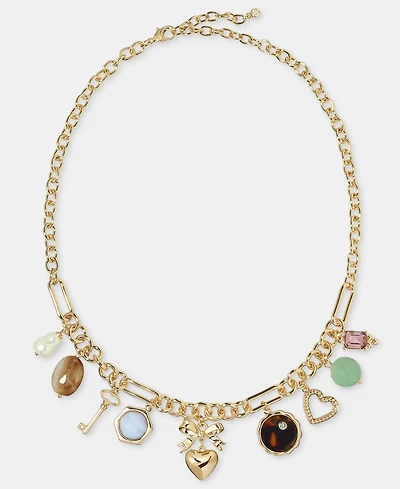 On 34th Multi-Stone Charm Necklace, 18" + 3" extender, Macy's Exclusive