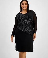 Connected Plus Asymmetric Sequin Panel Dress