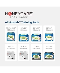 HoneyCare All-Absorb Large Dog and Puppy Training Pads, Ultra Absorbent and Odor Eliminating, Leak-Proof 5-Layer Potty Training Pads with Quick-Dry Su