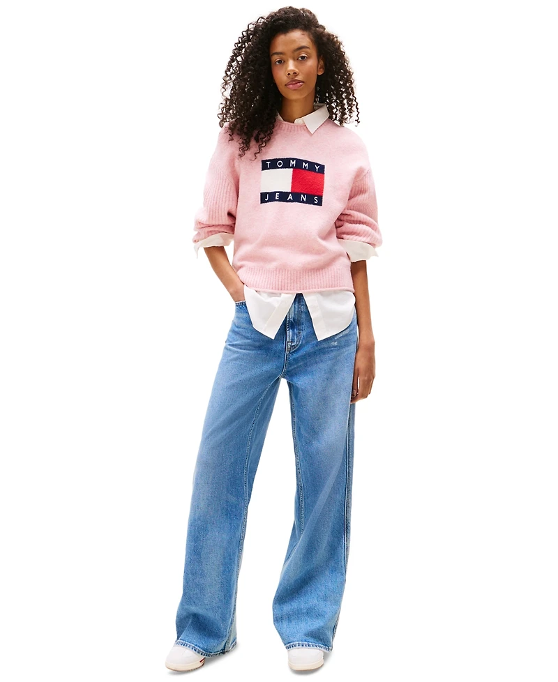 Tommy Jeans Women's Melange-Flag Crewneck Sweater