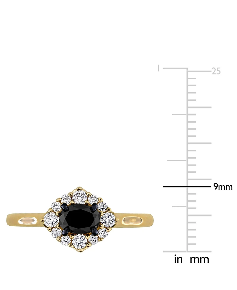 Black & White Diamond Oval Halo Engagement Ring (3/4 ct. t.w.) 14k Gold