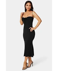 Bebe Women's Bow Front Bustier Knit Slip Midi Dress