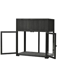 Mondawe Patio Mini Wood Cold Frame, Compact 2 Doors Garden Greenhouse with Wheels