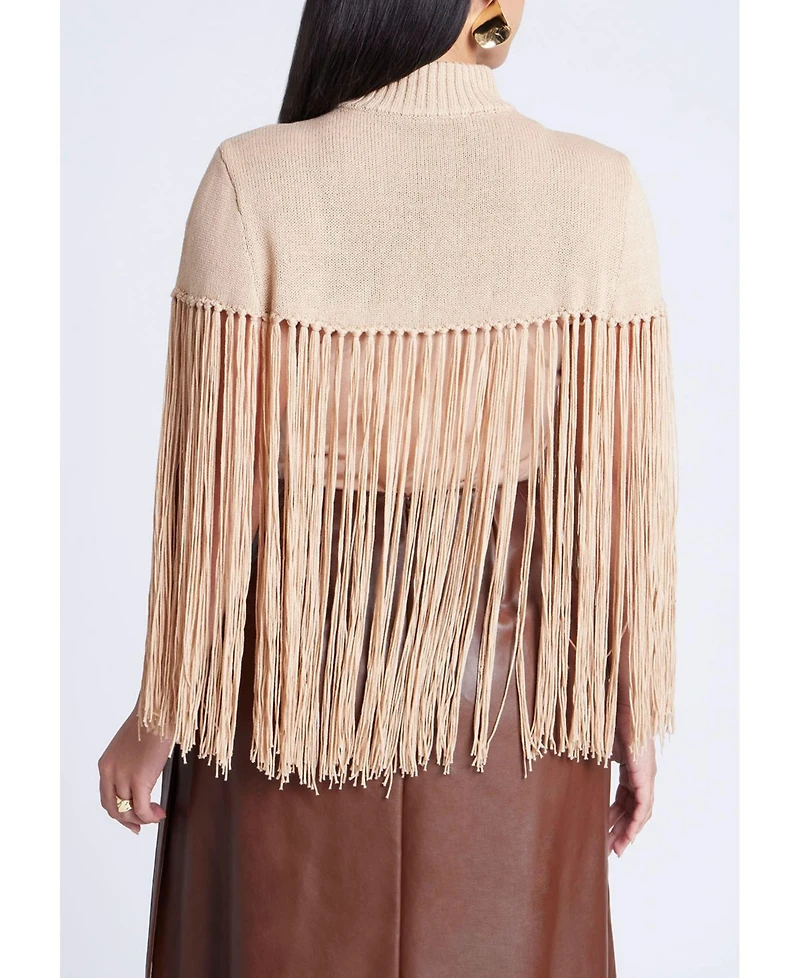 Eloquii Women's Plus Fringe Half Sweater
