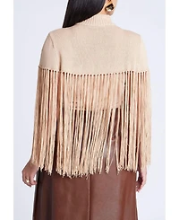 Eloquii Women's Plus Fringe Half Sweater