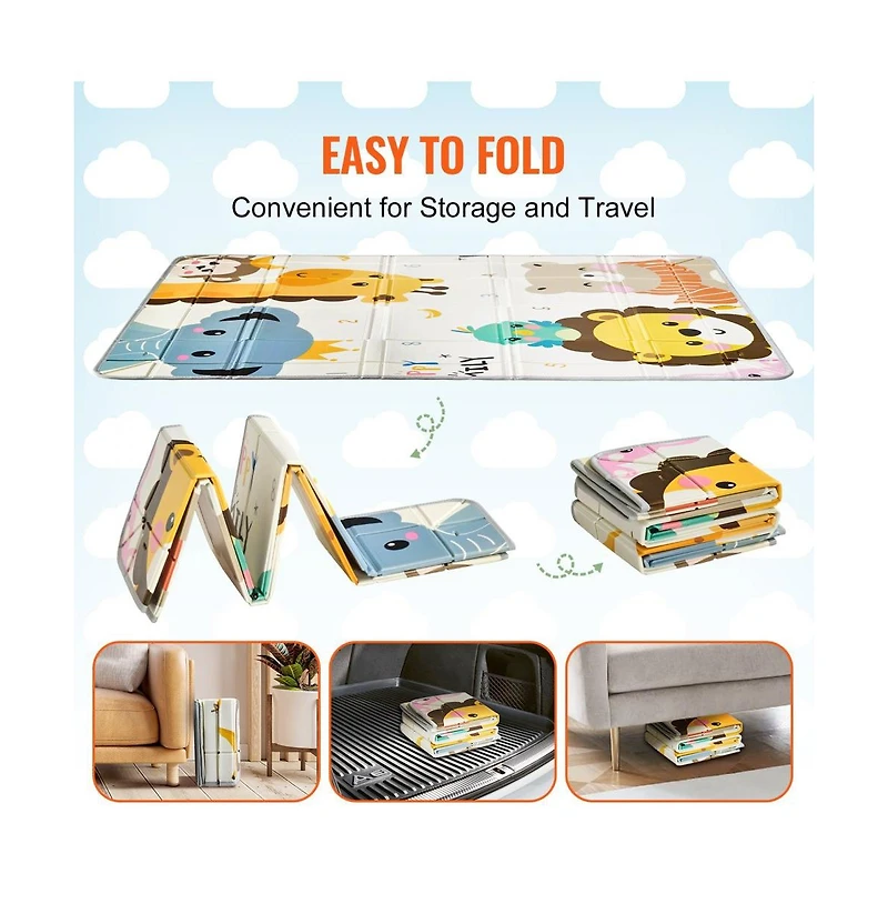 Baby Play Mat Soft Crawling Floor Playmat Double-Sided Kids Activity Mat