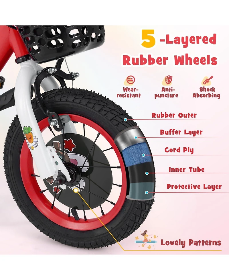 12 Inch Kids Bike for 3-8 Years Old Sport Bicycle with Adjustable Handlebar and Saddle