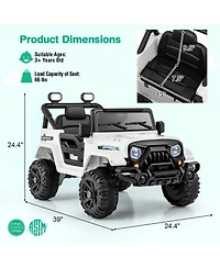 12V Kids Ride on Truck Car with Remote Control Threaded Wheels and 3 Speeds