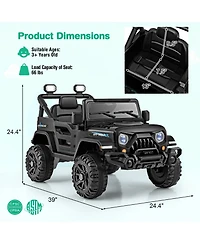 12V Kids Ride on Truck Car with Remote Control Threaded Wheels and 3 Speeds