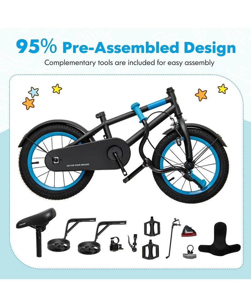Kids Bike with Adjustable Handlebar and Saddle