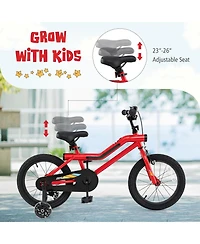 16 Inch Kids Bike with Led Lights Adjustable Carbon Steel Bicycle for 4-8 Years Old