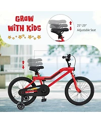 18 Inch Kids Bike with Led Lights Adjustable Carbon Steel Bicycle for 4-8 Years Old