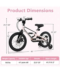 16 Inch Kids Bike Lightweight with Detachable Training Wheels for Aged 4 to 7