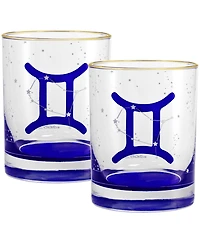 Culver Gemini Zodiac Double Old-Fashioned Glass, Set of 2