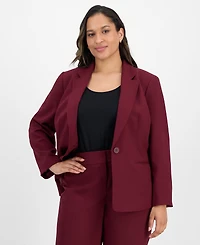 Le Suit Plus Notched Collar One-Button Pantsuit